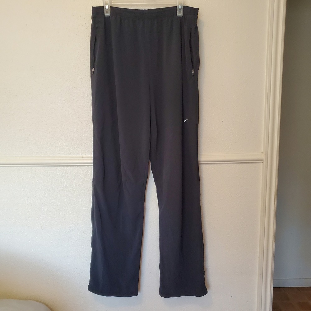 Nike Dri-FIT Mens XL Black Running Pants Zipper Pockets Ankle Zips Athletic XL